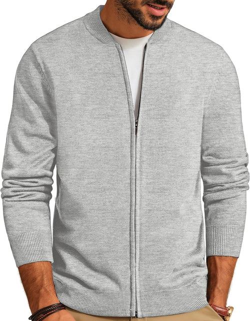 Load image into Gallery viewer, Men'S Casual Full Zip Cardigan Sweater Slim Fit Stand Collar Sweater Jacket
