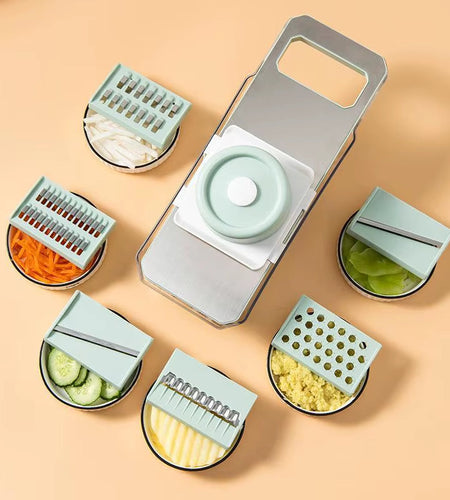 Multifunctional Vegetable Chopper, Manual 6 In1 Vegetable Fruit Slicer, Onion Potato Chopper with Container, Kitchen Gadgets