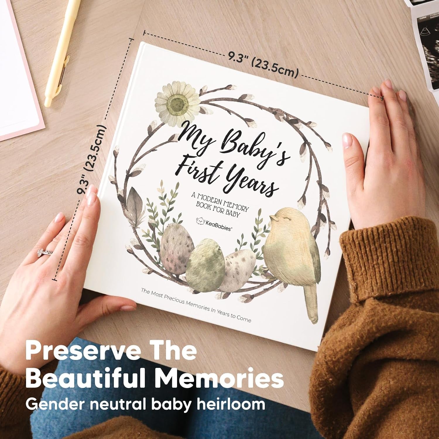 First 5 Years Baby Memory Book Girl, Boy - 90 Pages Hardcover First Year Milestone Keepsake Book, Newborn Scrapbook for New Parents, Minimalist Photo Album Journal, New Mom Gifts (Wonderland)