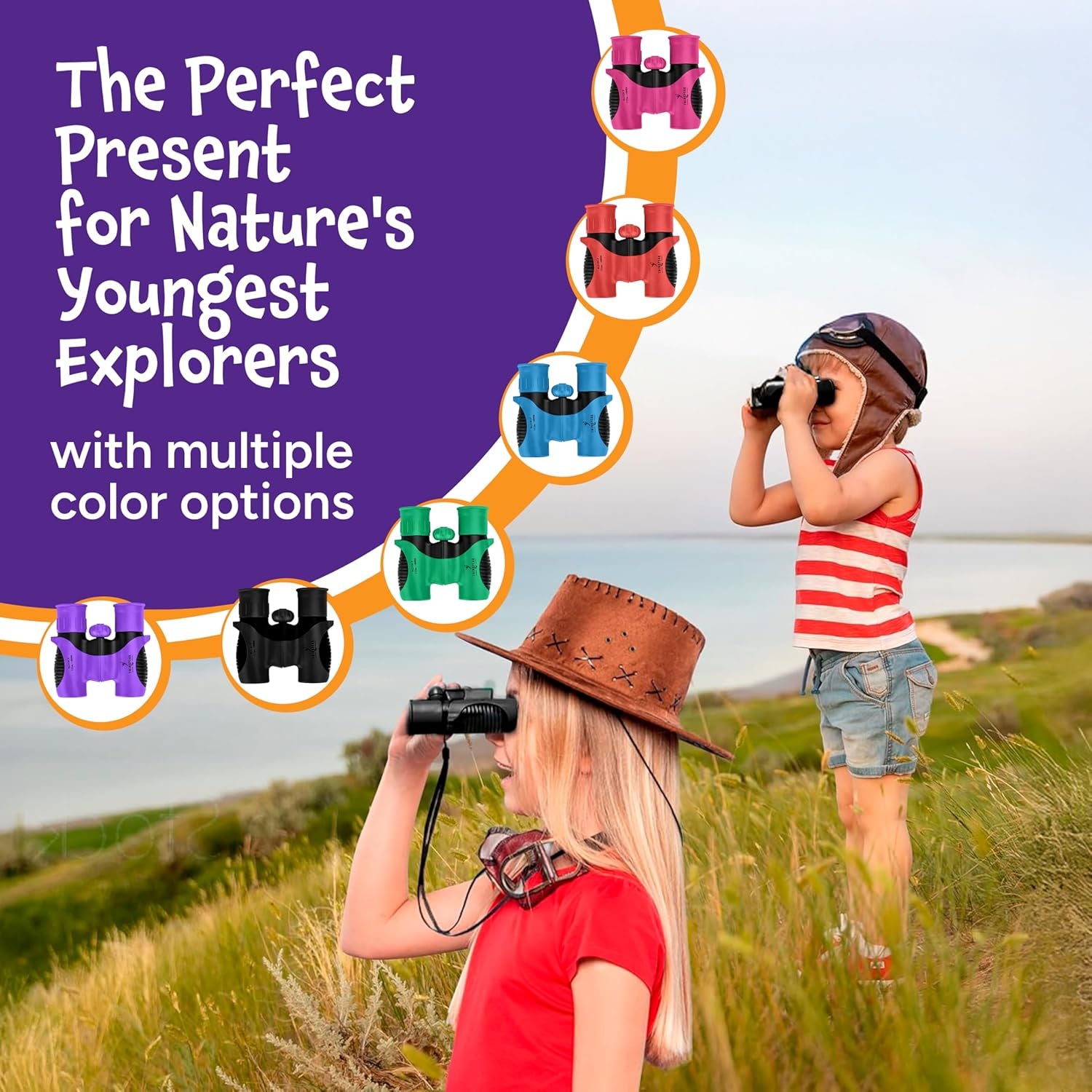 Binoculars for Kids - Small, Compact, Shock-Resistant Toy Binoculars - Learning & Nature Exploration Toys for 4+ Year Old Girls and Boys - Think Peak Toys Kids Binoculars, Blue