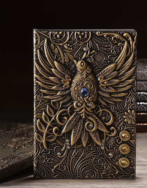 Load image into Gallery viewer, Embossed Leather Journal Writing Notebook - Antique Handmade Leather Daily Notepad Sketchbook, Travel Diary &amp; Notebooks to Write In, Phoenix Gift for Men &amp; Women, with Golden Classic Pen, (Bronze)
