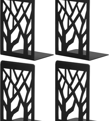 Book Ends, Bookends, Bookends for Shelves, Bookend, Book Ends for Heavy Books, Black Metal Book Shelf Holder Home Decorative, Book Stoppers for Shelves 2 Pair