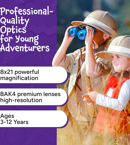Binoculars for Kids - Small, Compact, Shock-Resistant Toy Binoculars - Learning & Nature Exploration Toys for 4+ Year Old Girls and Boys - Think Peak Toys Kids Binoculars, Blue