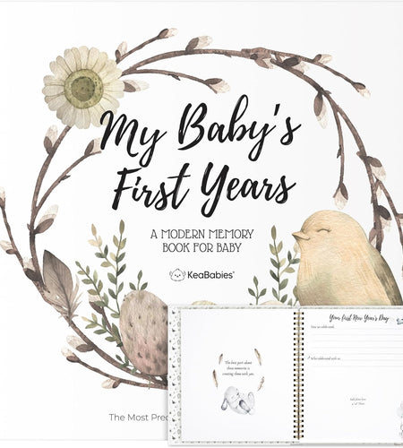 First 5 Years Baby Memory Book Girl, Boy - 90 Pages Hardcover First Year Milestone Keepsake Book, Newborn Scrapbook for New Parents, Minimalist Photo Album Journal, New Mom Gifts (Wonderland)
